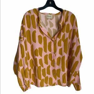 CONTRASTING PEBBLE PRINT SHIRT BLOUSE BY DIXIE